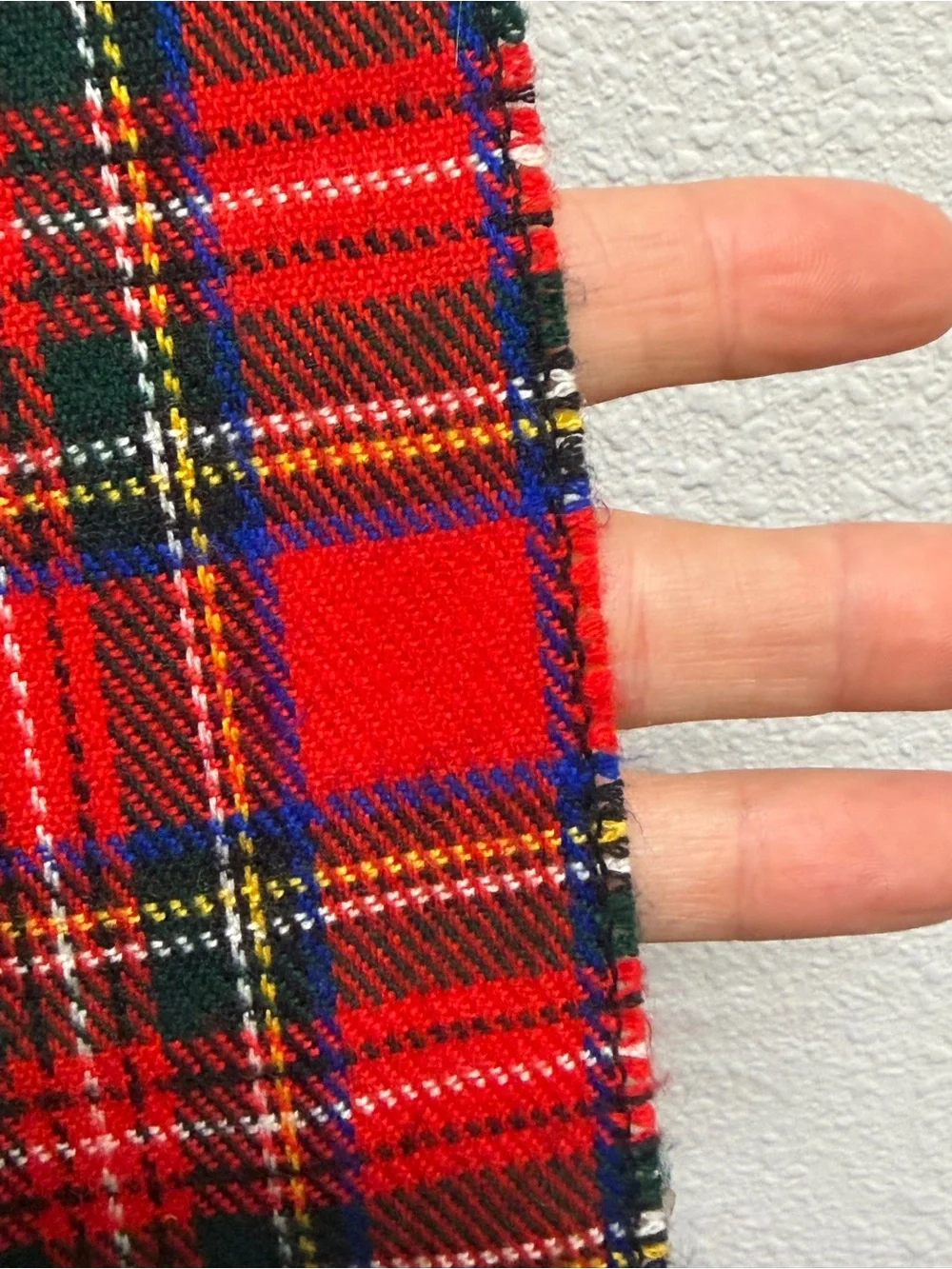 VTG Dior Red Tartan Plaid Fringe Scarf